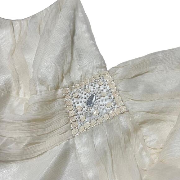 NWT VTG Y2K Spenser Jeremy Cream Fairycore Beaded Asymmetrical Silk Cami Top XL - Picture 6 of 7